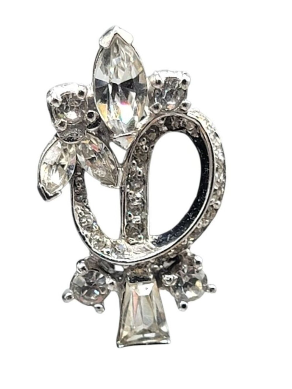 Vintage Pennino Sparkling Ice Bow & Flowers Clip On Earrings Rhodium Plated - Picture 11 of 11